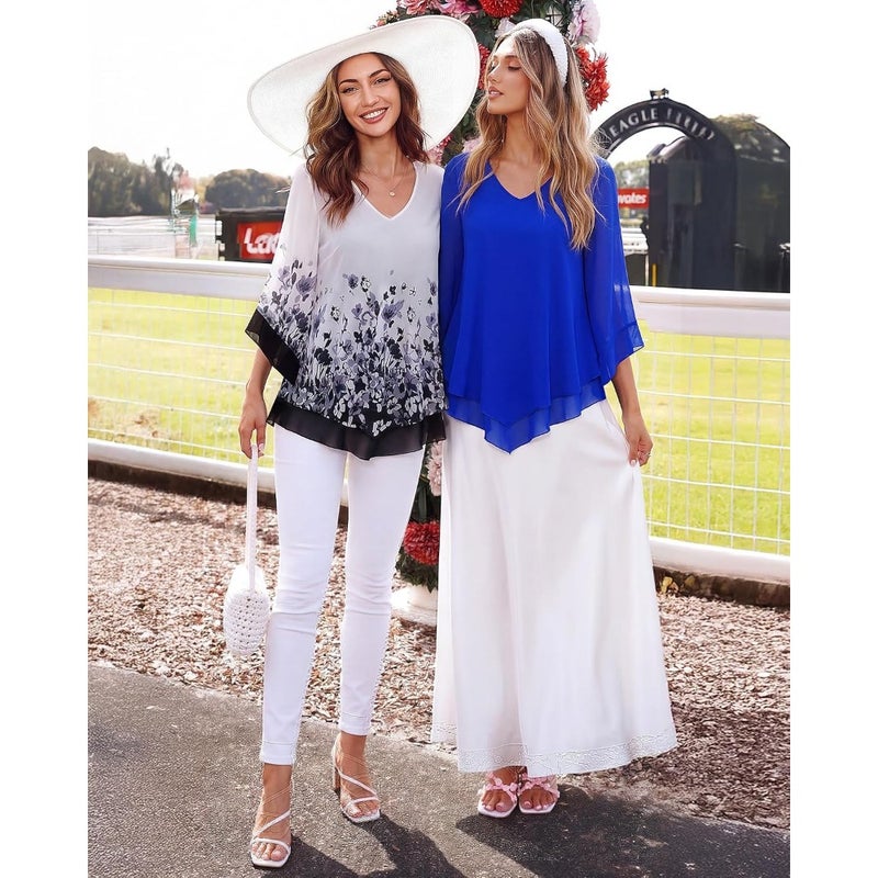 Workplace blouse in soft cotton blend, ivory, double-layer ruffle detail and 3/4 bell sleeves for graceful movement - Image 4