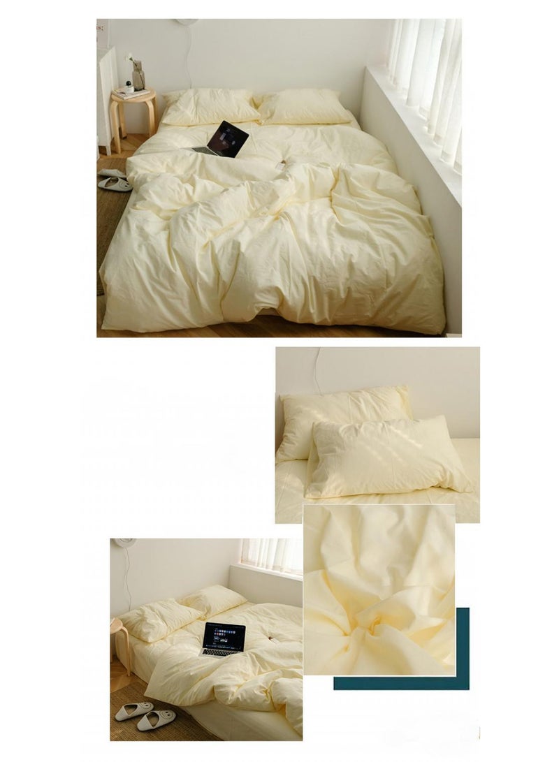 4-Piece Pure Cotton Solid Color Minimalist Style Comfortable Set King Size 220x240cm  - Image 2