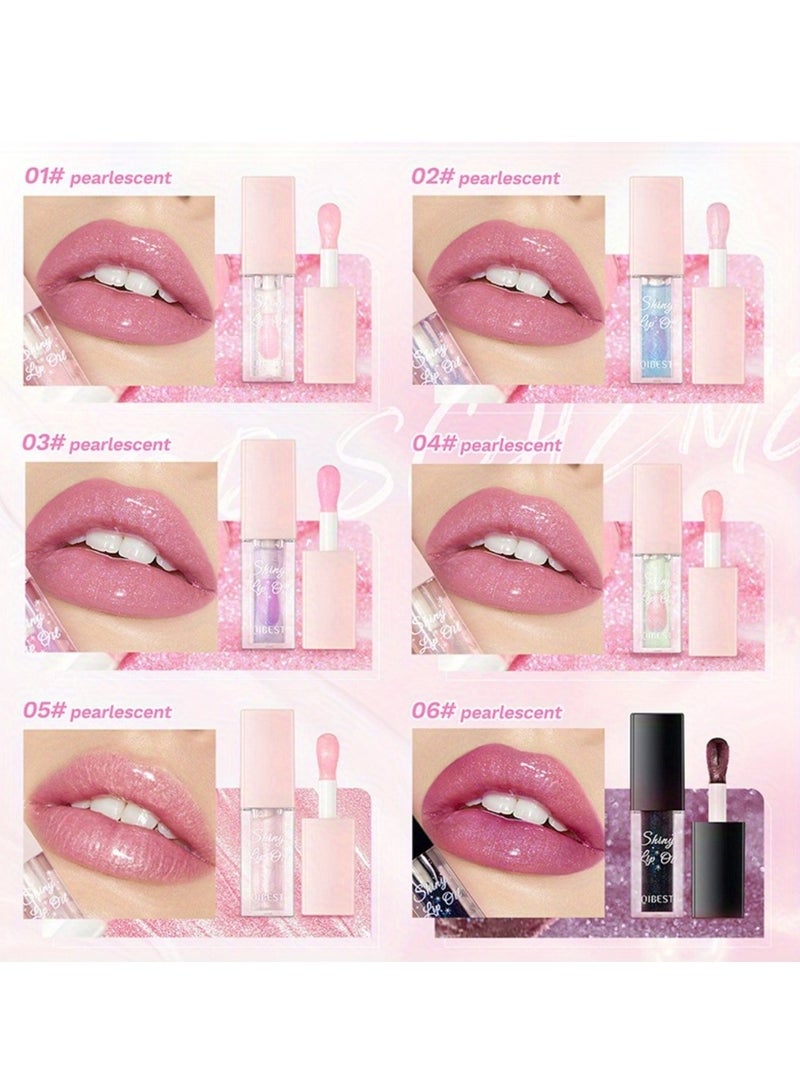 QiBest مجموعة زيت الشفاه اللامع بـ 6 ألوان زيت الشفاه لمعة أحمر شفاه مجموعة مرطبة مغذية ناعمة زيت الشفاه مع 1 لون يتغير من الأسود إلى الوردي زيت الشفاه لمعة أحمر شفاه مجموعة - Image 3
