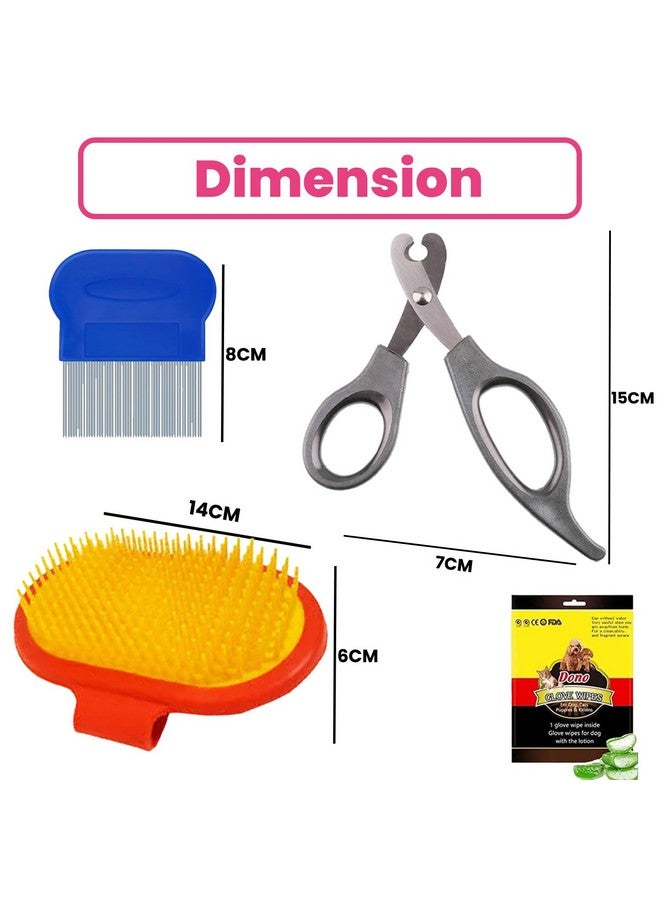 إيميلي بيتس مجموعة العناية بشعر الكلاب - فرشاة الكلاب، فرشاة اليد، مناديل وقفازات، مشط لإزالة شعر الكلاب، مقص أظافر الحيوانات الأليفة، أداة تساقط الشعر للكلاب والقطط ذات الشعر الطويل المتشابك (عبوة من 6 قطع، قد يختلف اللون) - Image 4