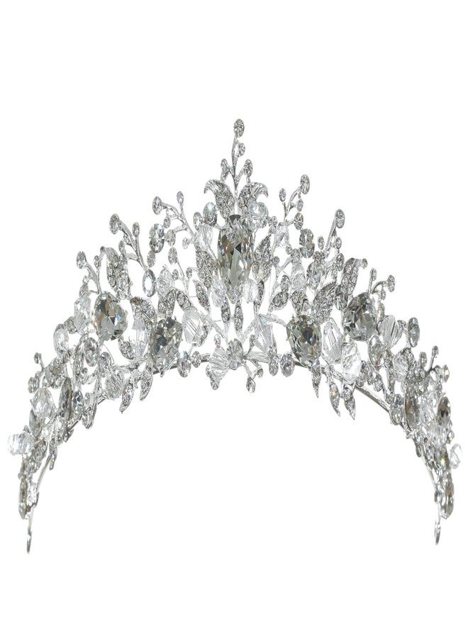 SAMKY Silver Wild Flower Crystal Beads Tiara Crown T1302 - Image 1
