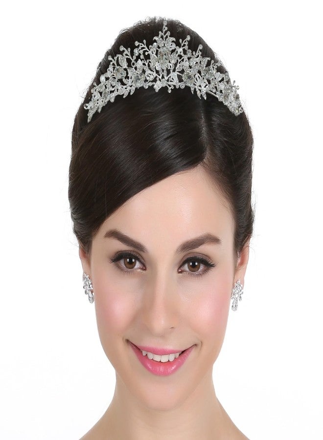 SAMKY Silver Wild Flower Crystal Beads Tiara Crown T1302 - Image 4