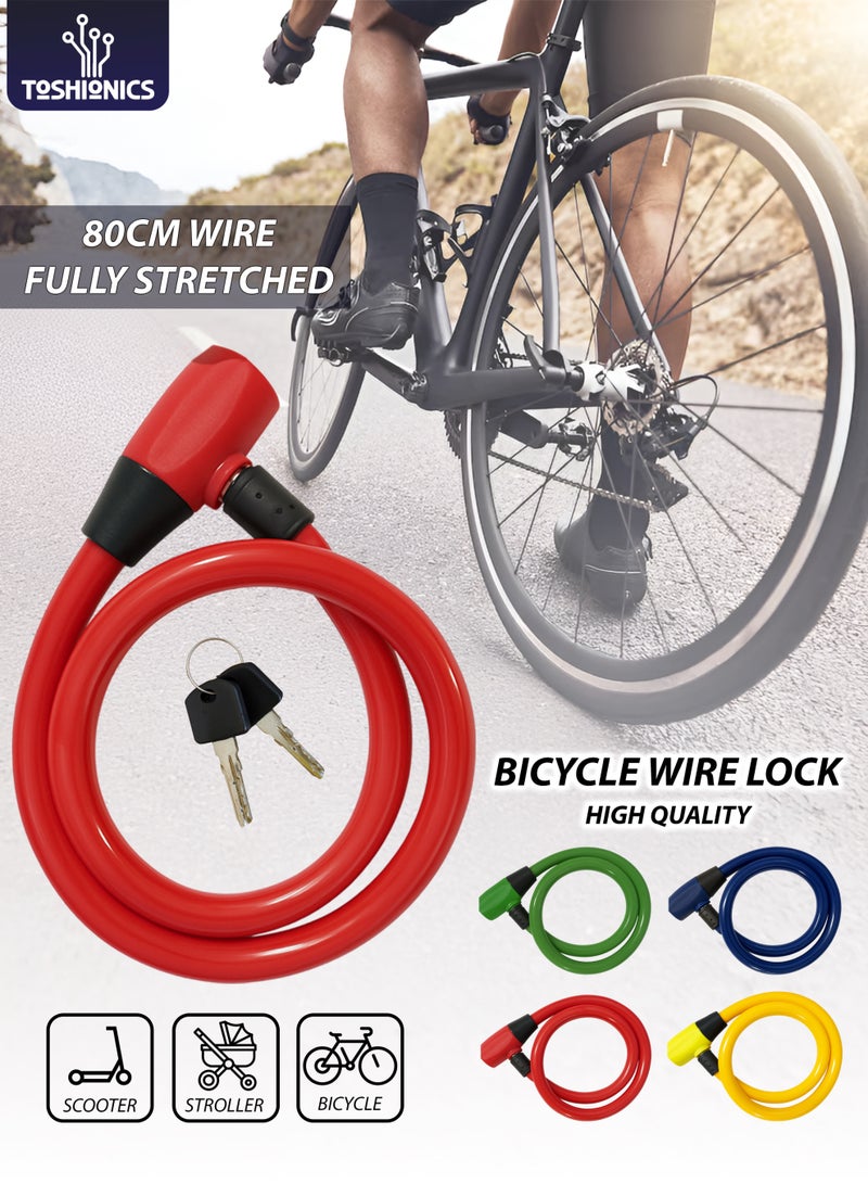 Toshionics Heavy Duty 80cm Bicycle Lock Cable Anti-Theft Security Bike Lock for Scooter, Cycle, Baby Stroller, E-Bike, Motorcycle, Gate & Outdoor Use Alloy Lock Buckle with HDPE Coated Steel Wire (T114631) - Image 2