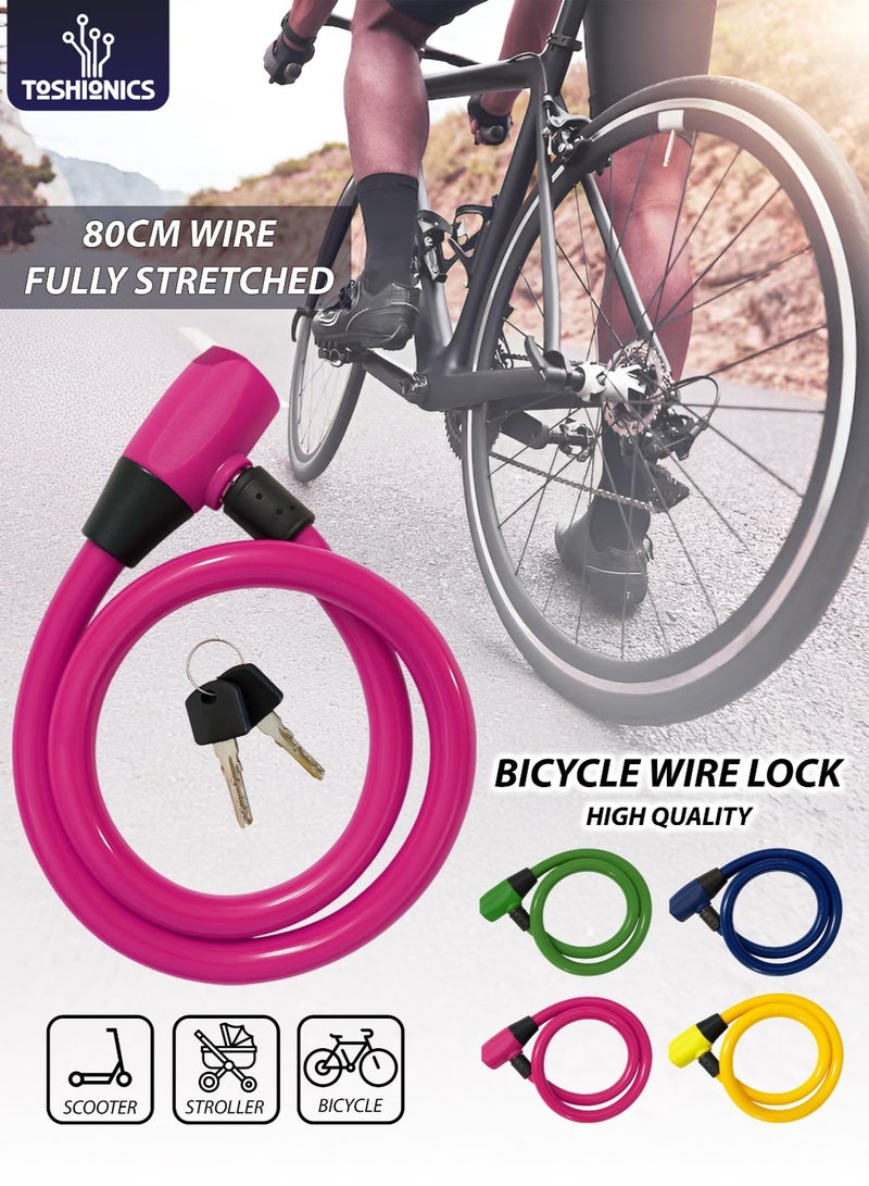 Toshionics Heavy Duty 80cm Bicycle Lock Cable Anti-Theft Security Bike Lock for Scooter, Cycle, Baby Stroller, E-Bike, Motorcycle, Gate & Outdoor Use Alloy Lock Buckle with HDPE Coated Steel Wire (T114631) - Image 1