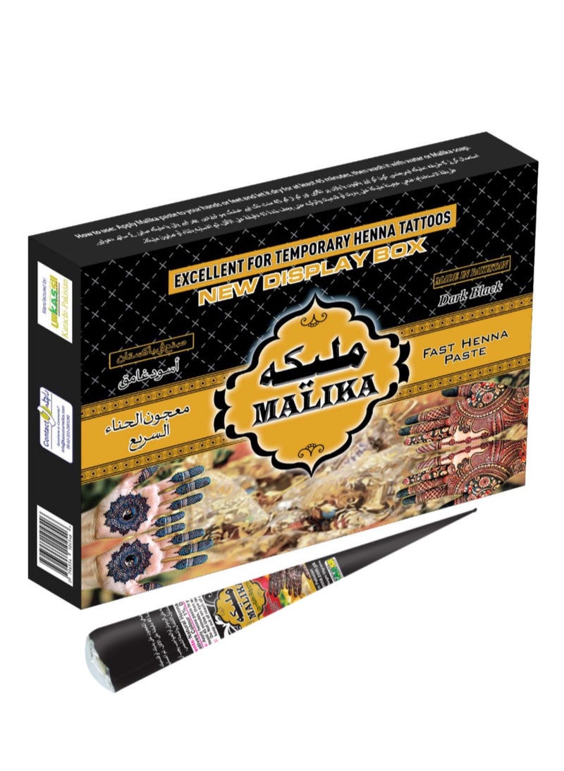 Malika Pack Of 4 Malika Black Henna Paste Cone Mehndi Henna Paste Cone Instant Long-lasting No Harmful Chemical Temporary Tattoo Certified - Image 2