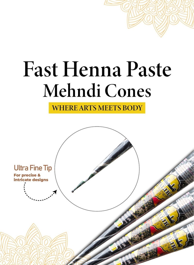Malika Black Henna Cones Pack of 4 | Natural Henna Cones | Organic Henna Kit - Image 5