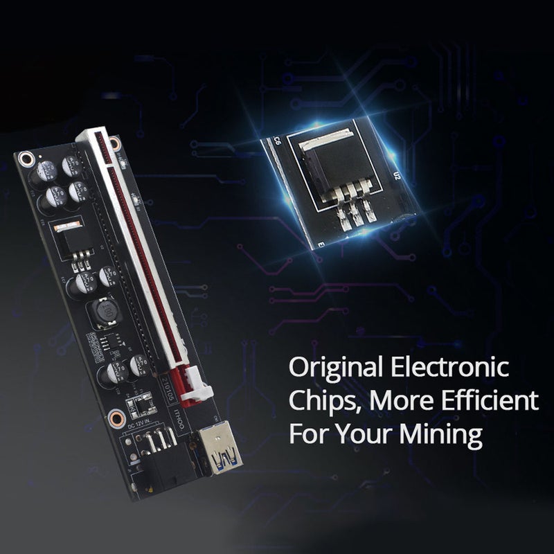 009SPLUS PCI-E Riser Card 1X-16X Extension Cable with 8 Solid Capacitors 6pin Graphics Extension ETH Mining Powered Riser Adapter with LED Display - Image 5