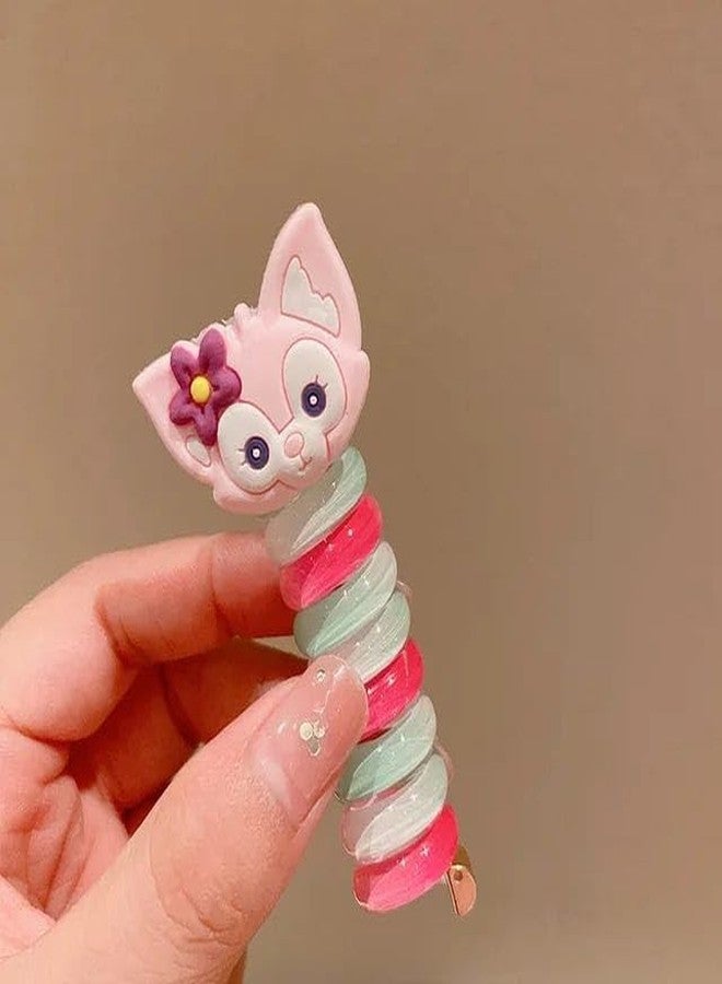 La Belleza Rainbow Cute Telephone Wire Hair Bands for Girls - Bowknot Braided, Multicolor Cartoon Characters, and Star Shape Ponytail Makers Pack of 2 - Image 2