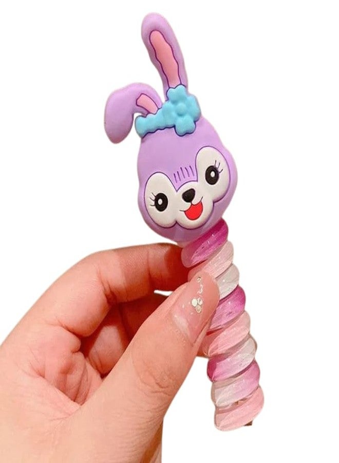 La Belleza Rainbow Cute Telephone Wire Hair Bands for Girls - Bowknot Braided, Multicolor Cartoon Characters, and Star Shape Ponytail Makers Pack of 2 - Image 1