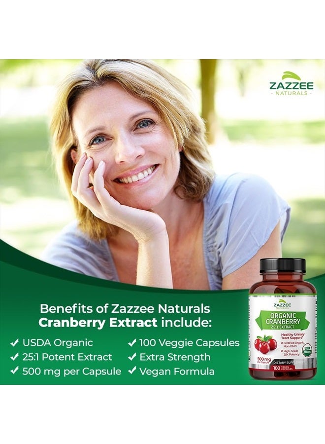 Zazzee USDA Organic Cranberry 25:1 Extract, 12,500 mg Strength, 100 Vegan Capsules, Over 3 Month Supply, Standardized, Concentrated 25X Extract, 100% Vegetarian, Certified Organic, Non-GMO All-Natural  - Image 4