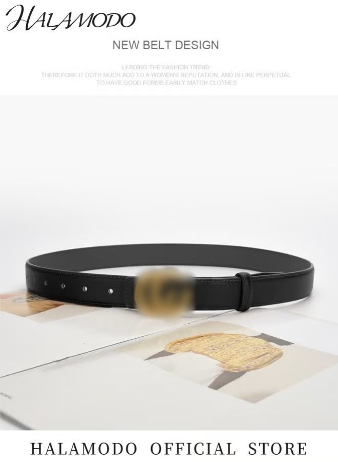 HALAMODO Women's Leather Belt with Gold Buckle Ladies Waist Work Belt for Jeans Pants Dresses - Image 4