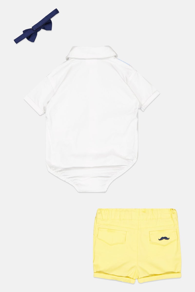 Little Gent Toddlers Boy 3 Pcs Bodysuit And Shorts Set, Multicolor - Image 2