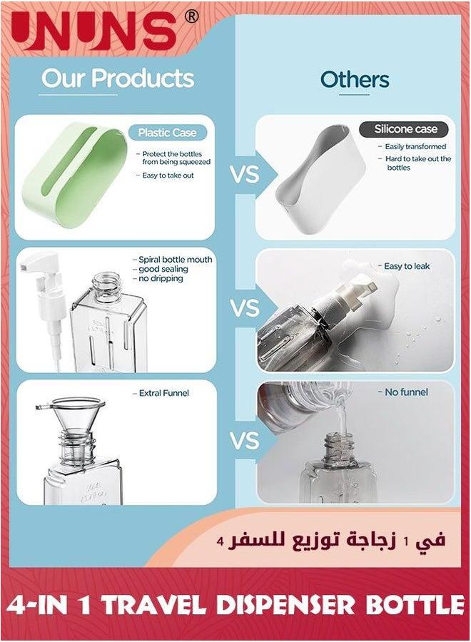 UNUNS Travel Dispenser Bottle,4-In-1 Leak Proof Containers For Toiletries,Airplane Accessories Kits Liquid With Labels - Image 2