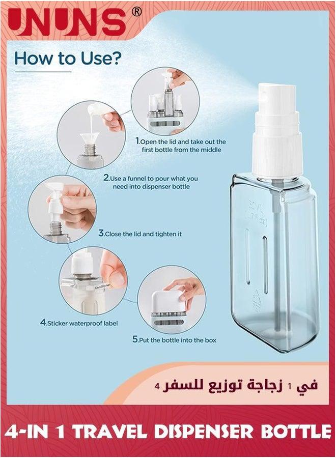 UNUNS Travel Dispenser Bottle,4-In-1 Leak Proof Containers For Toiletries,Airplane Accessories Kits Liquid With Labels - Image 3