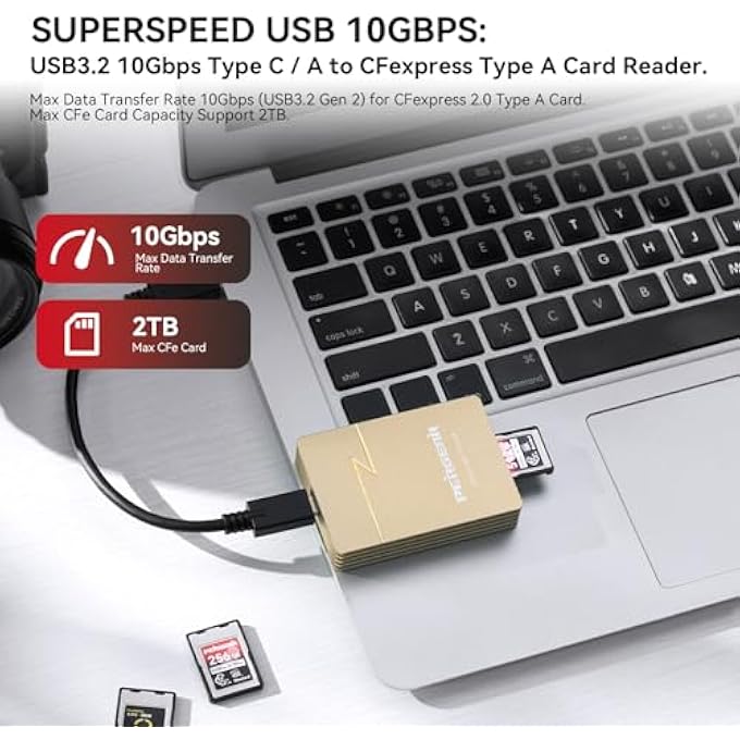 Pergear PROFESSIONAL CFEXPRESS TYPE A USB 3.2 GEN 2 CARD READER, USB-C&USB-A 2-IN-1 TYPE A CFEXPRESS ADAPTER, HIGH-SPEED USB 10GBPS TRANSFER SPEEDS FOR WINDOWS/MAC/LINUX/ANDROID - Image 2