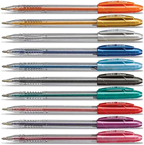 linc Shine Glitter Gel Pen, 10 CT Assorted | 1.0mm Medium Tip Size, Contoured Grip, Broad for Thick Vibrant Lines, Stocking Stuffer - Image 2