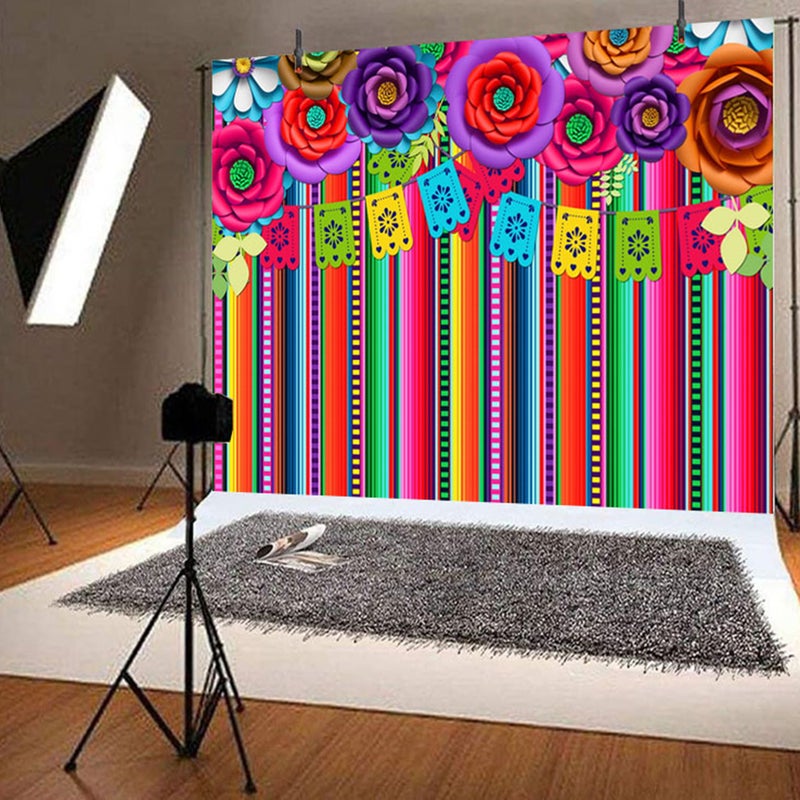 📦 خلفية تصوير ثيمة المكسيك بألوان العلم ملونة مستطيلة 150x150 سم زخرفة - Image 1