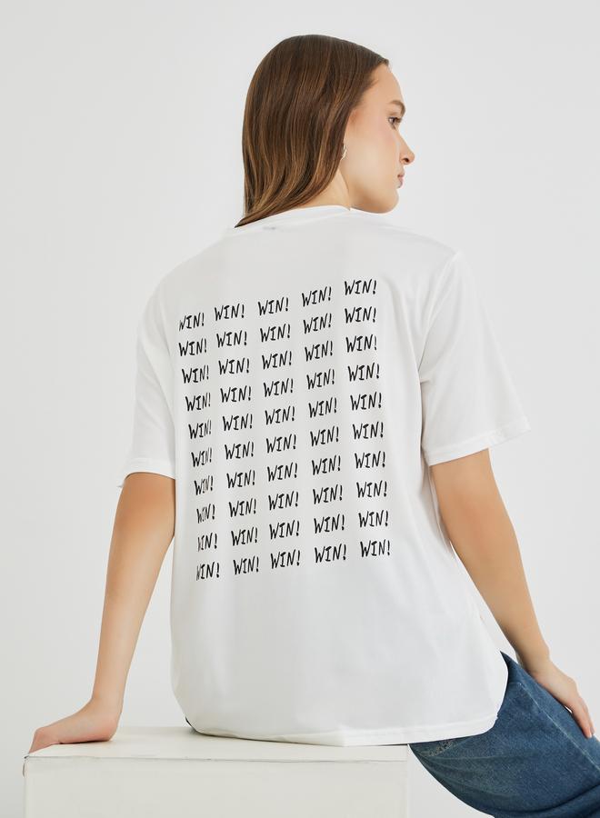 Take Two Slogan Print Round Neck T-Shirt - Image 2