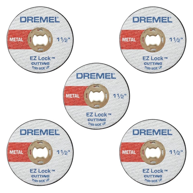 DREMEL EZ456, 1 1/2-Inch (38.1 mm) Wheel Diameter, EZ - Lock™ Fiberglass Reinforced Cut-Off Wheels, Rotary Tool Cutting Disc for Metal Cutting, 5 Pieces, Medium, Red - Image 1
