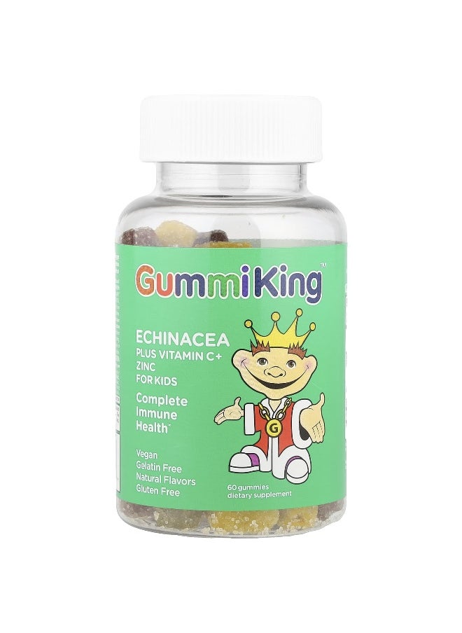 GummiKing - GummiKing, Echinacea Plus Vitamin C+ Zinc for Kids, Strawberry, Orange, Lemon, Grape, Cherry and Grapefruit, 60 Gummies - Image 1