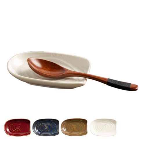 Zerokyclan Ceramic Spoon Rest for Kitchen Counter 5.1 Inch Porcelain Utensil Rest Farmhouse Cooking and Coffee Spoon Rest for Stove Top (white) - Image 1