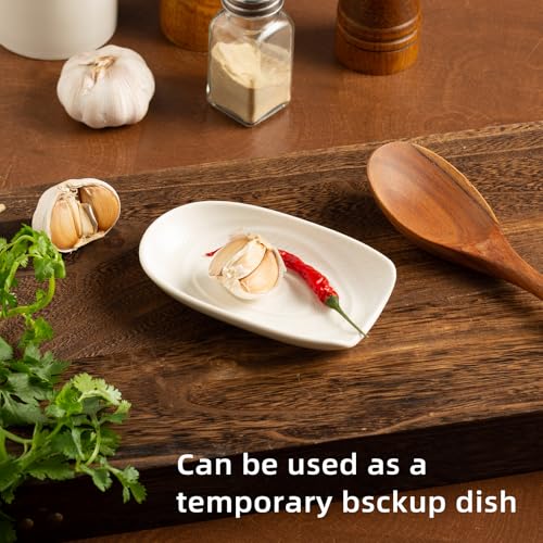 Zerokyclan Ceramic Spoon Rest for Kitchen Counter 5.1 Inch Porcelain Utensil Rest Farmhouse Cooking and Coffee Spoon Rest for Stove Top (white) - Image 3