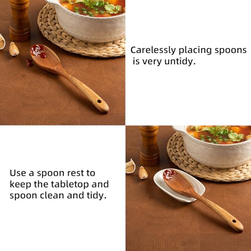 Zerokyclan Ceramic Spoon Rest for Kitchen Counter 5.1 Inch Porcelain Utensil Rest Farmhouse Cooking and Coffee Spoon Rest for Stove Top (white) - Image 4