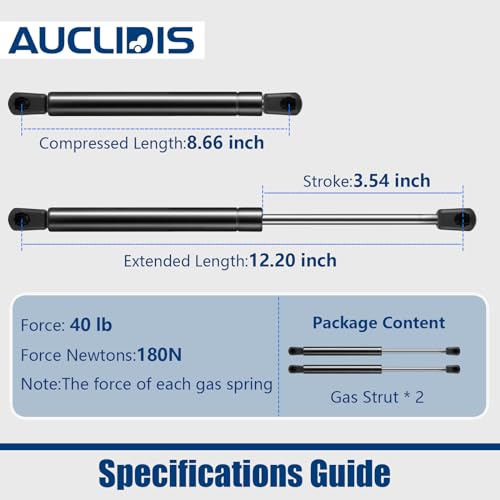 AUCLIDIS C16-11028 12 inch 40lb/178N Gas Strut Shock Lift Support Spring for Truck Toolbox Tool Box Leer Camper Shell Topper Cap Canopy Pickup Door Snugtop Replacement Parts, 7009-2PK C1611028, Set of 2 - Image 4
