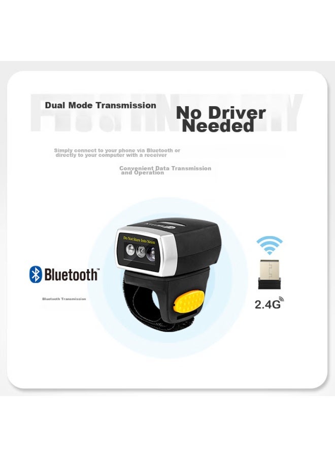 Nteumm Wireless 2d Bluetooth Scanner Gun Wearable Portable Ring King, Supermarket Cashier Payment Scanner, Warehouse Express Logistics Barcode Universal Scanner Gun Z8 - Image 5