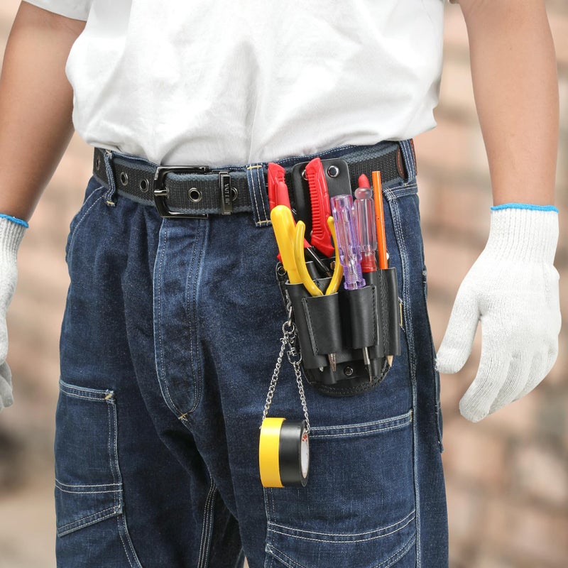 compuda Tool Pouch, Electrician Tool Pouch, 7 Pockets Electrician Holster for Tool Organization, Tape Chain, Quickly Attach and Release from Tool Belts. - Image 2