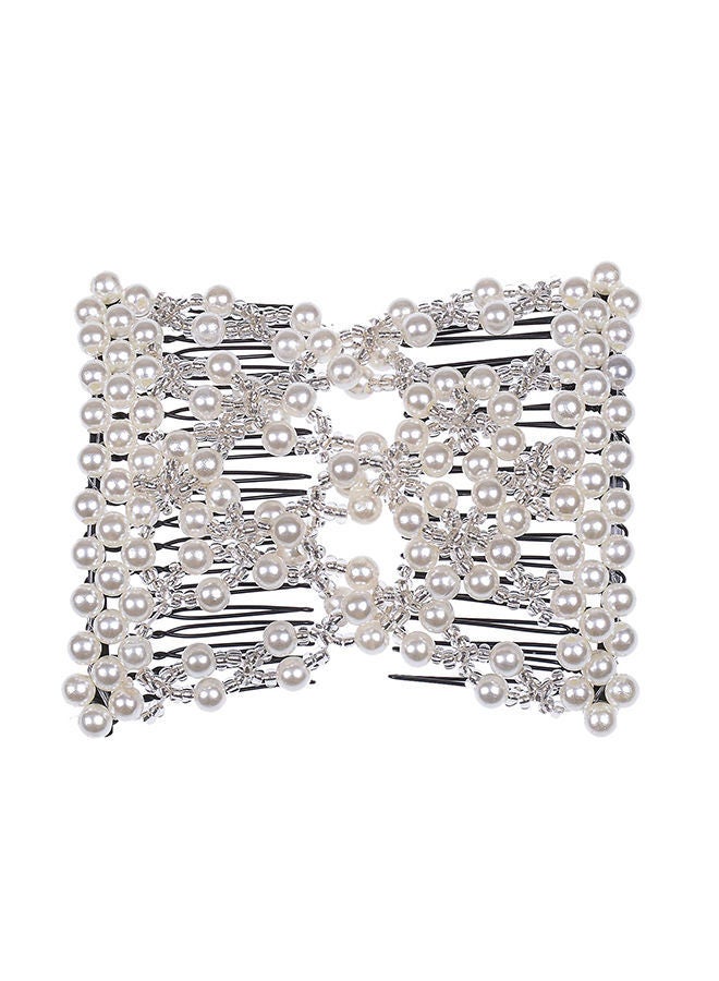 NIBEMINENT Delicate Pearl Beaded Hair Clip White