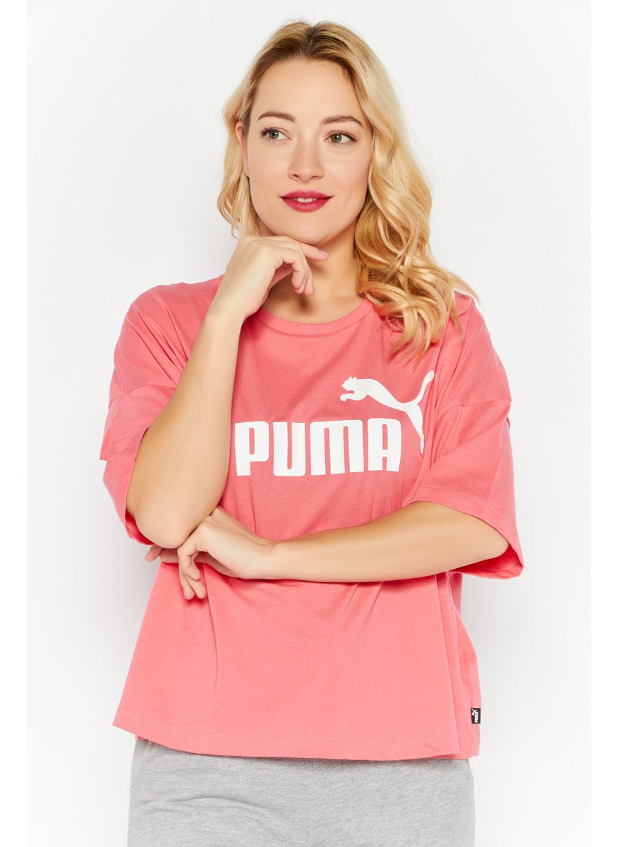 PUMA Women Sport Fit Short Sleeve Training Top, Pink/White  - Image 1