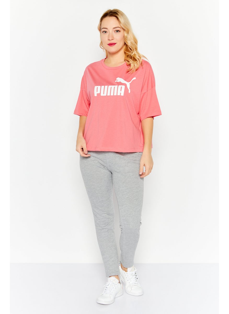 PUMA Women Sport Fit Short Sleeve Training Top, Pink/White  - Image 2