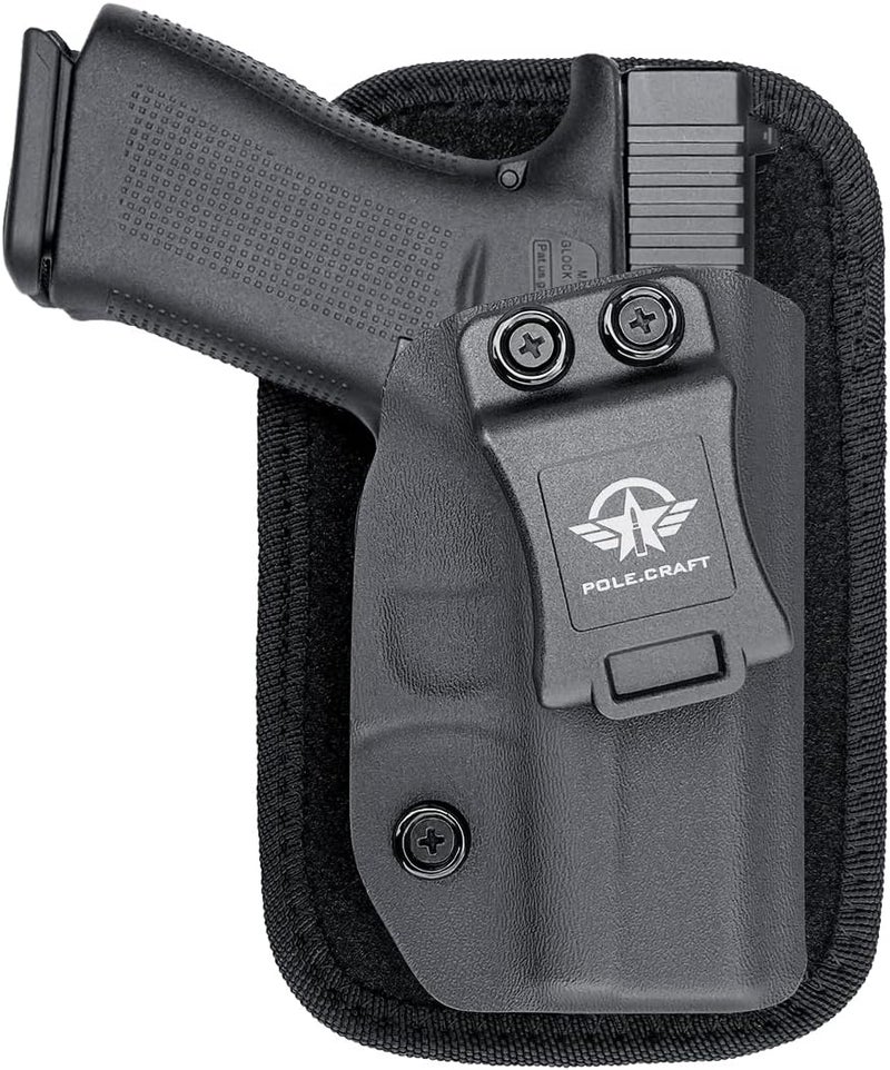 POLE.CRAFT IWB Kydex Holster Custom Fits: Glock 43 / Glock 43X - Inside Waistband Carry Holster - Adj. Cant Retention - Cover Mag-Button - No Wear - No Jitter - Image 1