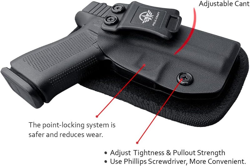 POLE.CRAFT IWB Kydex Holster Custom Fits: Glock 43 / Glock 43X - Inside Waistband Carry Holster - Adj. Cant Retention - Cover Mag-Button - No Wear - No Jitter - Image 2
