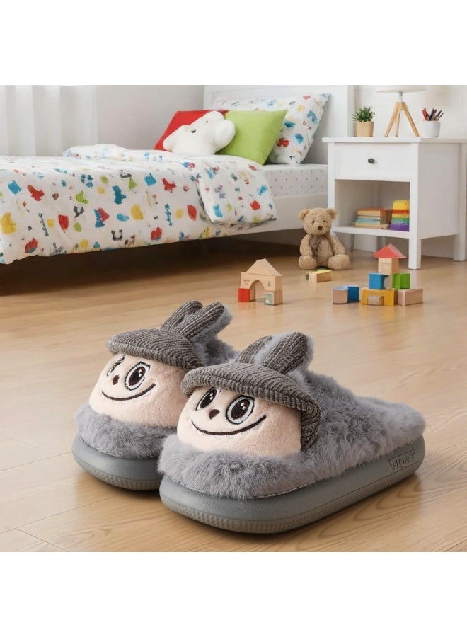 لاكي كيدز صنادل كرتون للأطفال، أحذية منزلية حيوانية مضحكة ذات نعل غير قابل للانزلاق، أحذية داخلية مريحة من الفرو الدافئ للأولاد والبنات - Image 5