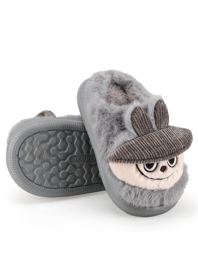 لاكي كيدز صنادل كرتون للأطفال، أحذية منزلية حيوانية مضحكة ذات نعل غير قابل للانزلاق، أحذية داخلية مريحة من الفرو الدافئ للأولاد والبنات - Image 1