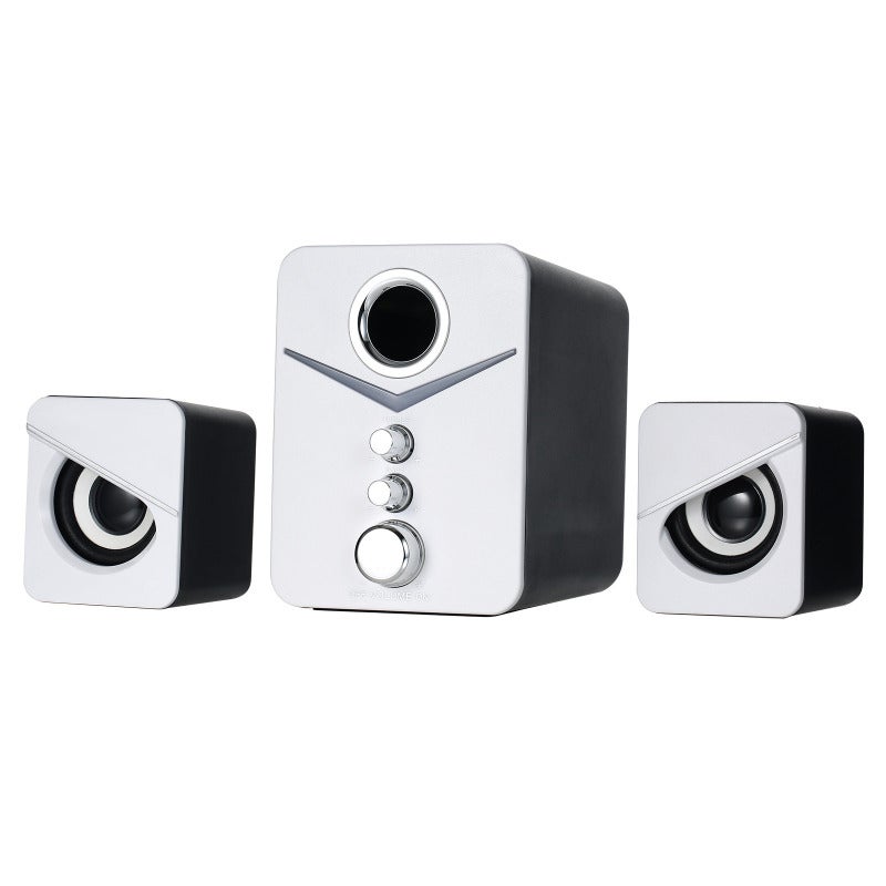 3 in 1 Home Speaker Set: White USB Powered Sound Box With Bass Phase Reversal Hole, Independent Adjustment Knobs - Ice Blue Atmosphere Lamp 3.5mm Wired Computer PC Speakers for Home Office, Desktop, M - Image 1