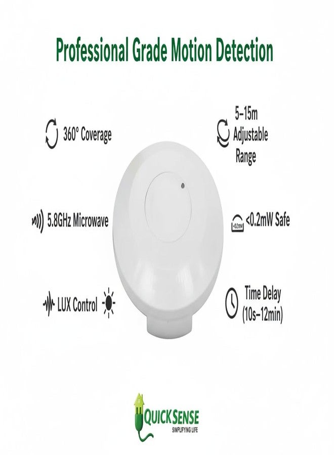 Quick Sense Plastic 360 Degree Sq Type Microwave Motion Sensor with Light Sensor (White)(Pack of 1) (QS-M3) - Image 2