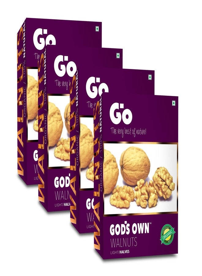Go Organic Light Halves Whole Walnuts Kernels Without Shell Walnuts 250g x 4, 1kg|Akhrot Giri | Organic, Without Shell | Healthy Dry Fruits for Snacking & Baking - Image 1