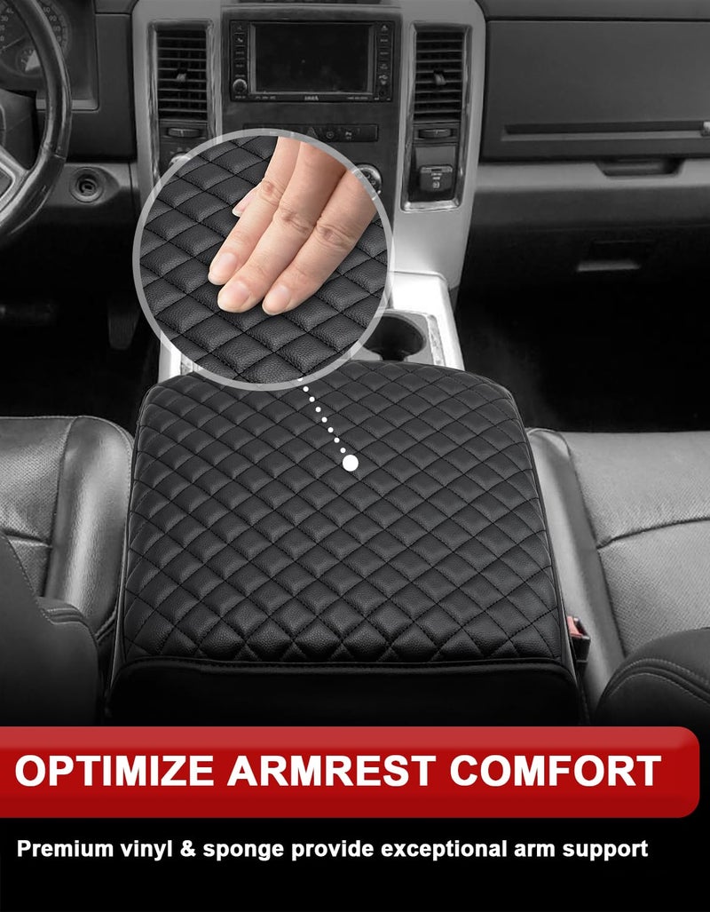 KBH Center Console Armrest Cover for 2009-2018 Dodge Ram 1500 2500 3500, Middle Console Lid Protector Accessories, Vinyl Leather, Anti-Scratch, Black (Fits Bucket Seat Console Only) - Image 4