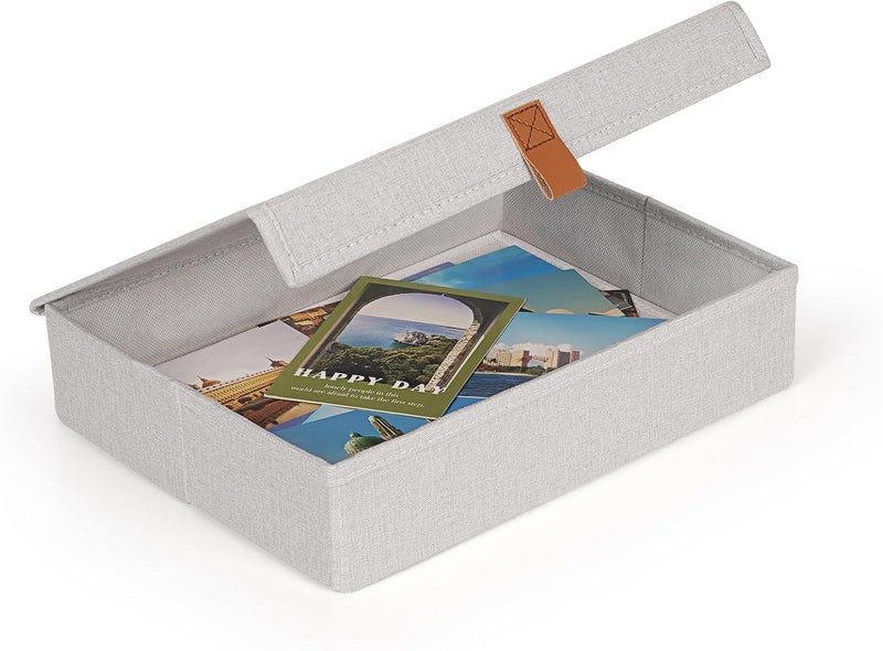 Flenpptly Decorative Photo Storage Box, Photo Boxes Storage with Lids Keepsake Box to Store Pictures, Envelope, Scrapbook Supplies Comes with Business Card Frame to Mark (Small) - Image 1