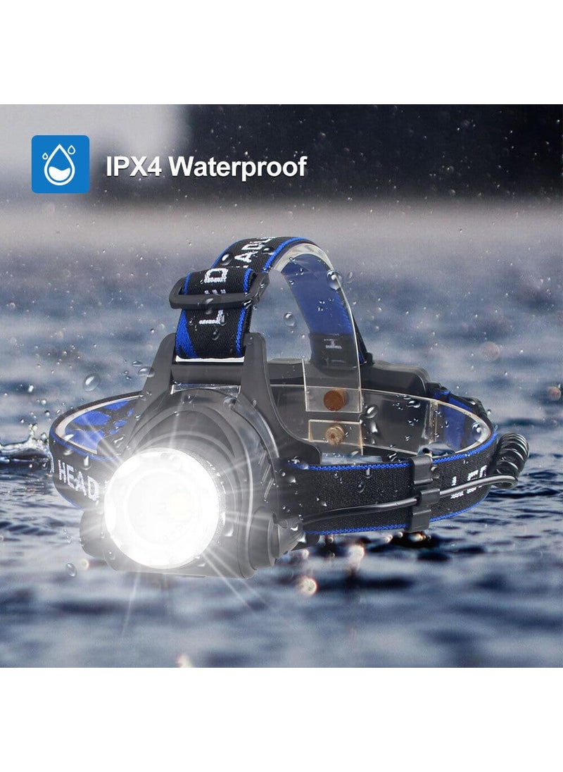 Care4 Care 4 Super Bright Headlamp Light Rechargeable Head Torch Hands Free Head Flashlight LED Lamp Water Resistant Drop Resistant Head Lamp Spotlight for Camping Fishing Running Cycling Multicolor  - Image 2