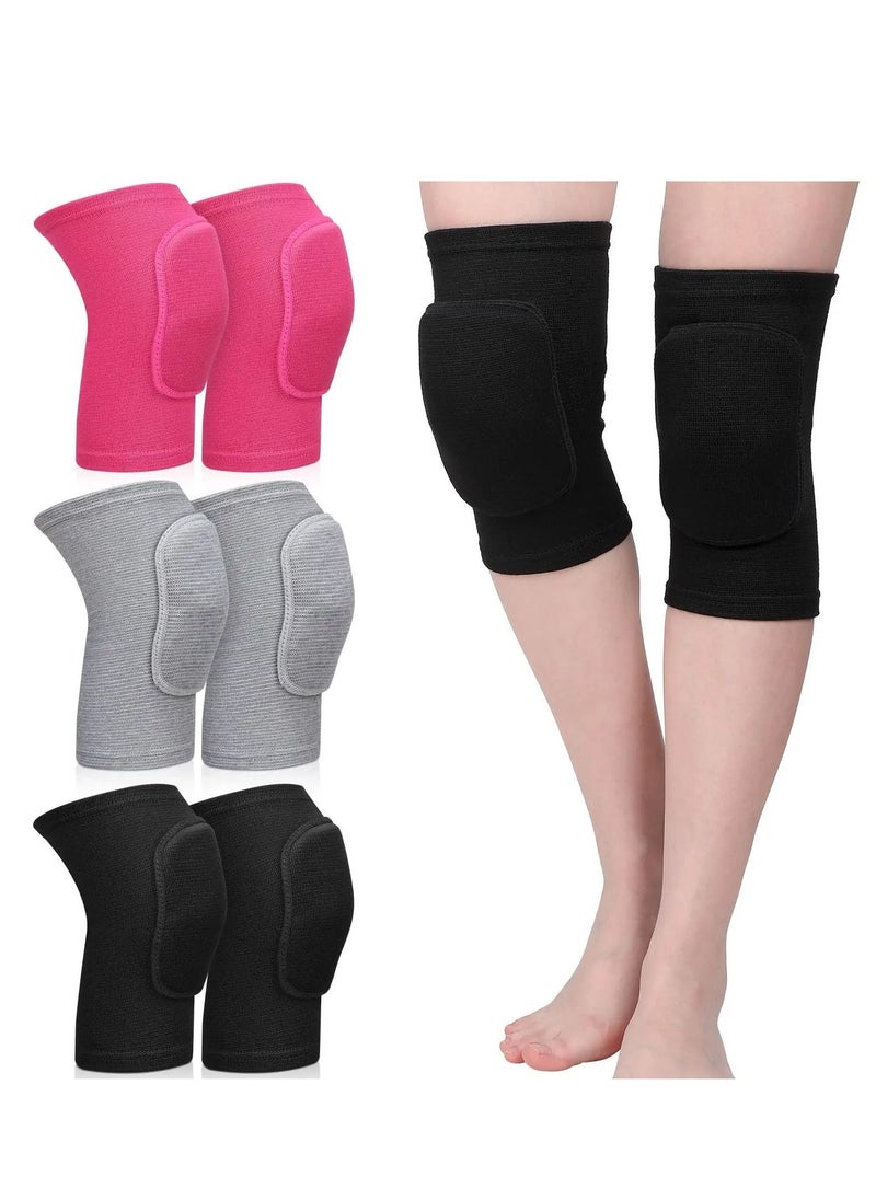 KASTWAVE - 3 Pairs Dance Knee Pad Volleyball Knee Pads, with Sponge Knee Protector Guards, for Adult Kids Sports Dance Football Gym Skating Yoga Pole Floor Dance Non-slip Elastic Padded Knee Brace Support - Image 1