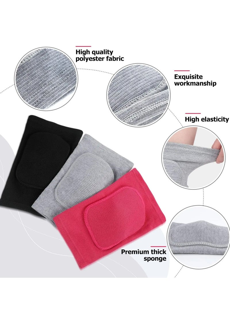 KASTWAVE - 3 Pairs Dance Knee Pad Volleyball Knee Pads, with Sponge Knee Protector Guards, for Adult Kids Sports Dance Football Gym Skating Yoga Pole Floor Dance Non-slip Elastic Padded Knee Brace Support - Image 1