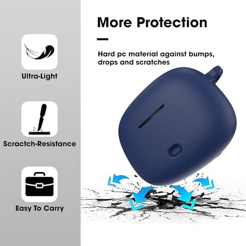 Sounce Earphone Case Cover Compatible for Boat Nirvana Ion, Soft Silicone Skin Case Cover Shock-Absorbing Protective Case with Keychain [Front LED Visible](Blue) - Image 3