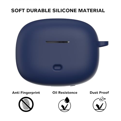 Sounce Earphone Case Cover Compatible for Boat Nirvana Ion, Soft Silicone Skin Case Cover Shock-Absorbing Protective Case with Keychain [Front LED Visible](Blue) - Image 5