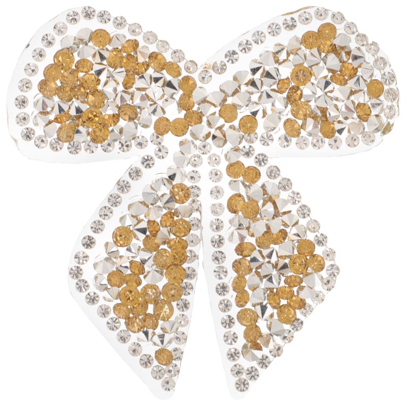 Yellow Crystal Rhinestone Bowknot Iron On Patch For Clothing Shoes Bags Decoration - Image 2