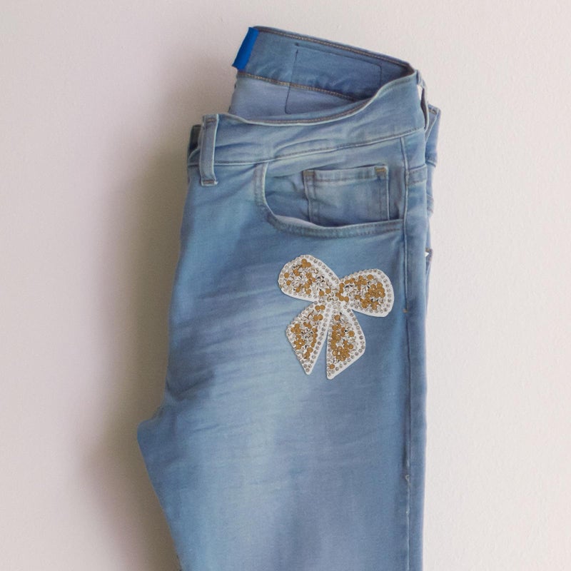 Yellow Crystal Rhinestone Bowknot Iron On Patch For Clothing Shoes Bags Decoration - Image 5