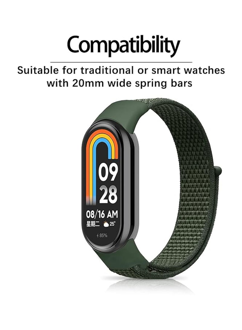 Soft Strap Replacement Nylon Band For Xiaomi Mi Band 8 - Green - Image 4